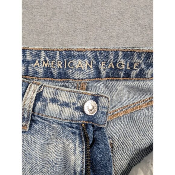 American Eagle Jeans Womens Size 6 Blue Mom Straight Distressed Whiskers Casual - Picture 15 of 16